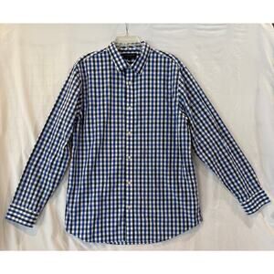 Banana Republic Men's Non-Iron Tailored Slim Fit Button Down XL Blue White Plaid